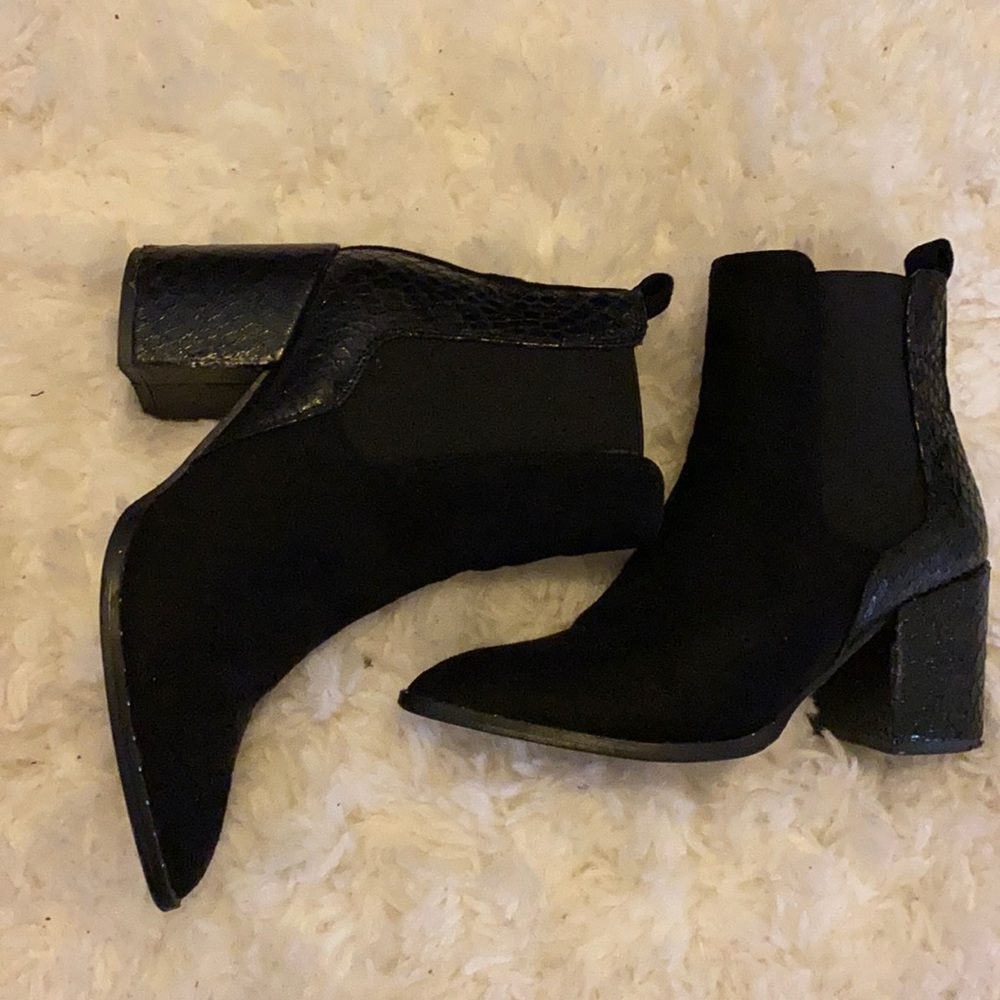Black suede booties